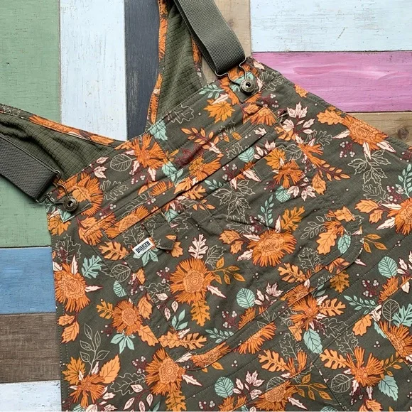 NWT Duluth 2X x31L Heirloom Gardening Lined Bib Overalls Loden Autumn Leaves - Picture 1 of 10